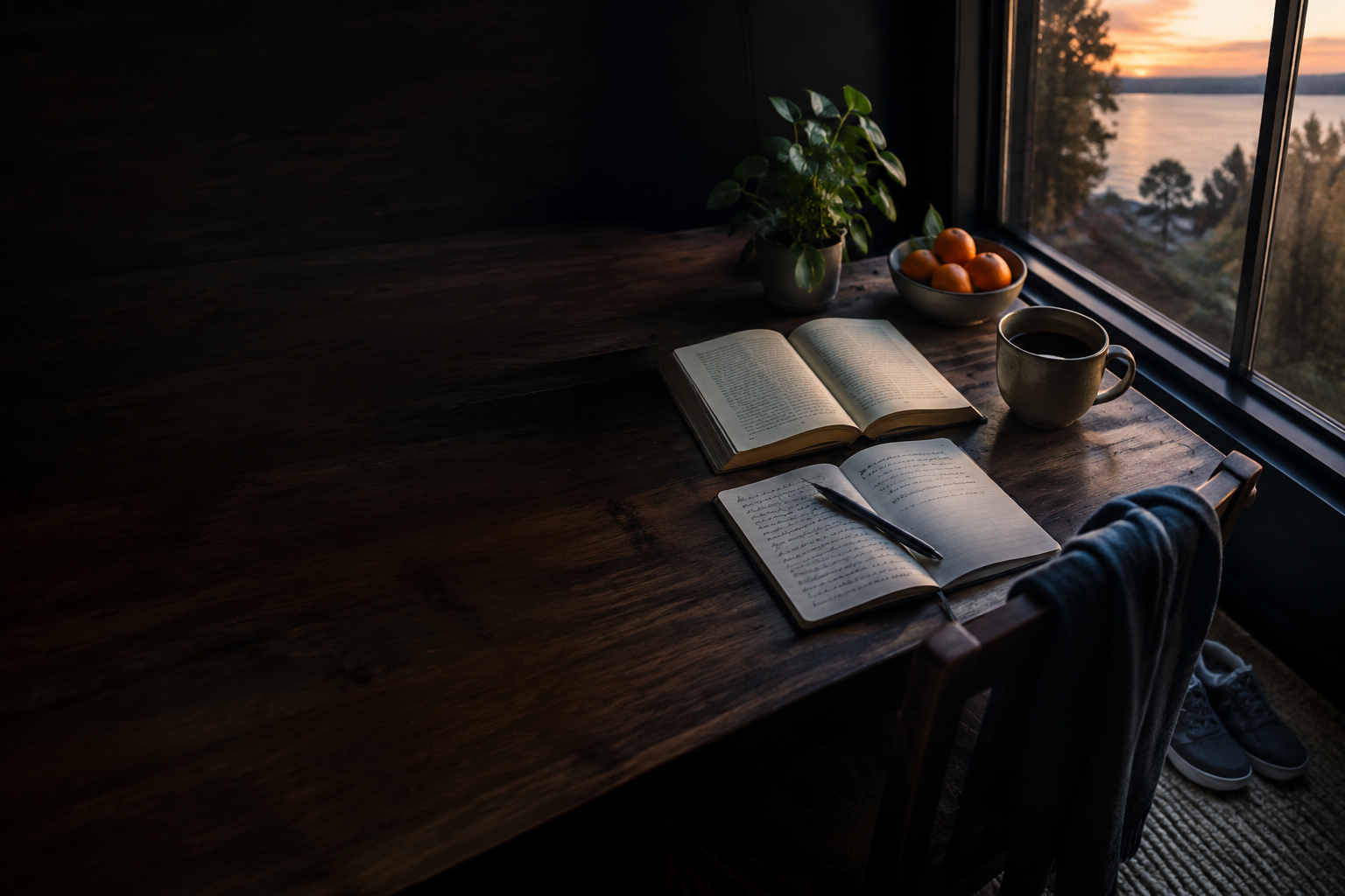 Illustrative desk with everyday objects